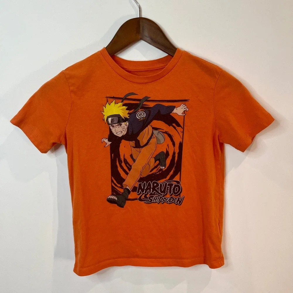 Naruto Shippuden Boys Orange Graphic T-Shirt Size M 8 Anime Short Sleeve Viz 118